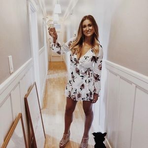 White floral Billabong wrap dress